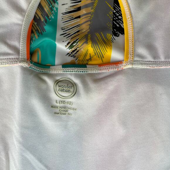 Girls Swimsuit One-piece Swim Sport Wonder Nation Green Orange Large 10/12 GUC - Picture 8 of 12